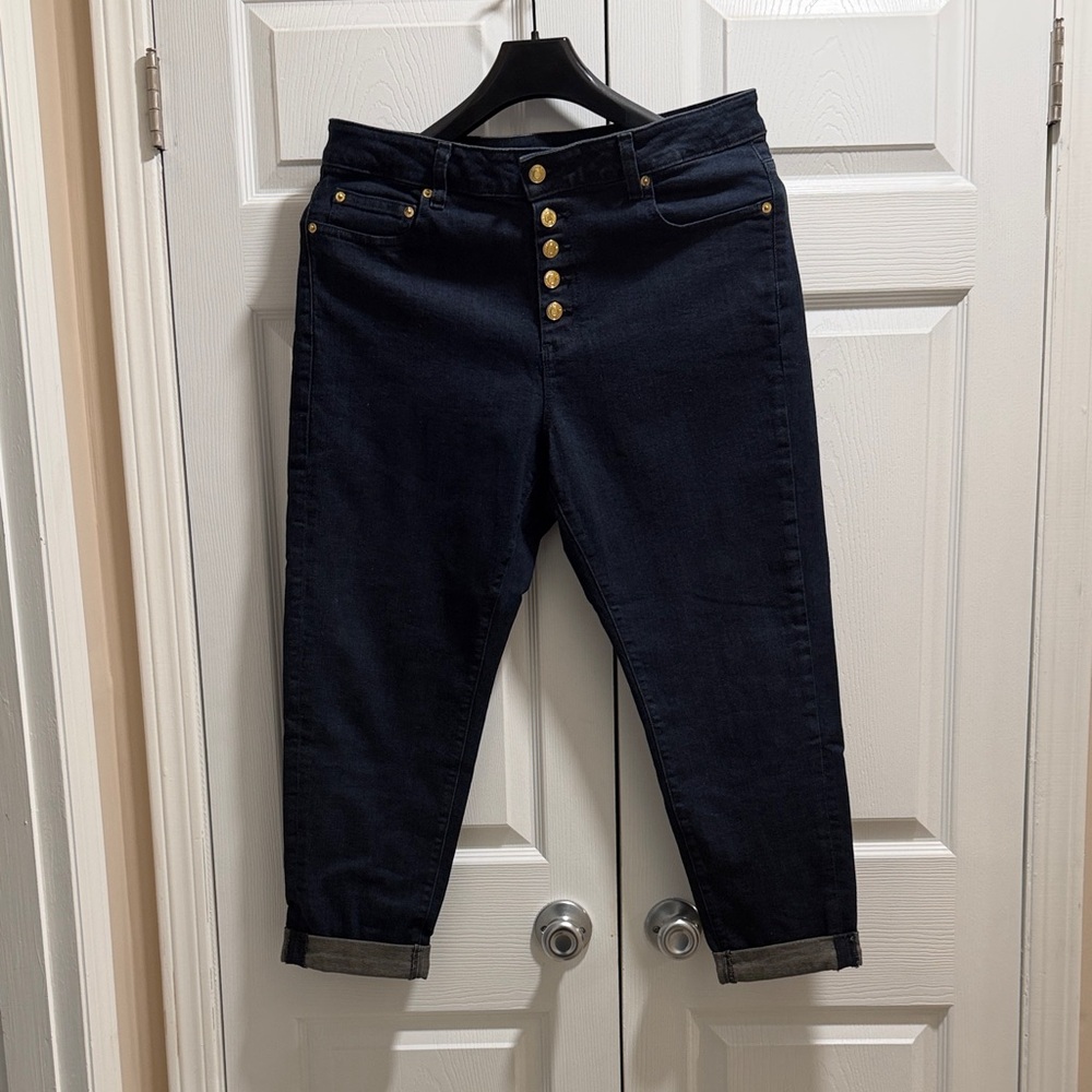 MICHAEL Michael Kors Dark Jeans with Gold Buttons